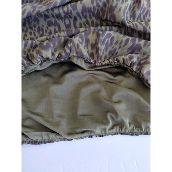 Anthropologie THML Size L Olive Green Animal Print Sleeveless Mock Neck Blouse - Picture 8 of 10